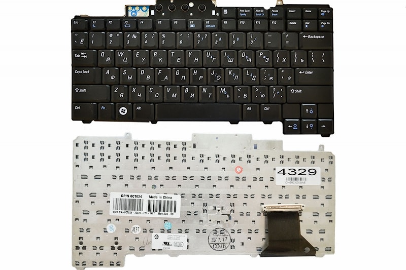 Клавиатура для ноутбука Dell Latitude D620, D630, D820, D830 черная