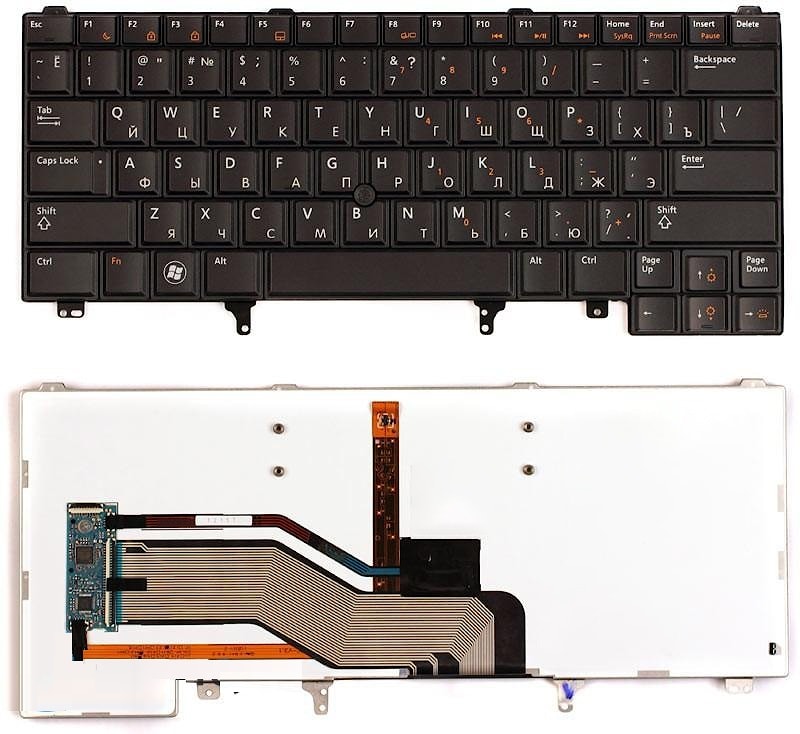 Клавиатура для ноутбука Dell Latitude E5420, E6220, E6320, E6420, E6430, E6620 черная, с трек-поинтом, с подсветкой