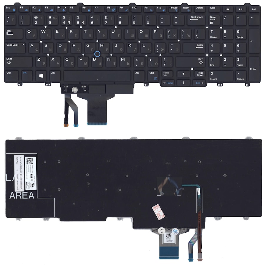 Клавиатура для ноутбука Dell Latitude E5550, E5570 черная, с подсветкой