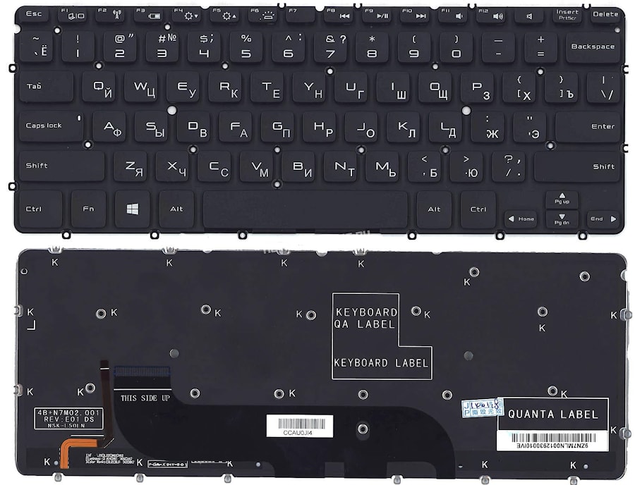 Клавиатура для ноутбука Dell XPS 12, 13, 13R, 13Z, L321X, L322X, черная с подсветкой