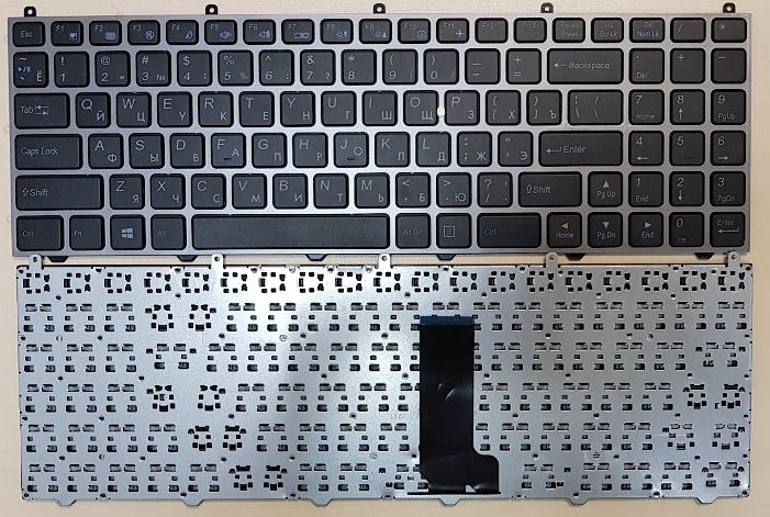 Клавиатура для ноутбука DNS W650SRH, W655, W650SR, W650SC, R650SJ, W6500, W650SJ, W655SC, W650SH черная, с серой рамкой