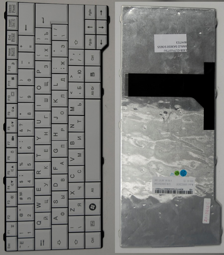 Клавиатура для ноутбука Fujitsu Amilo SA3650, SI3655, V6505, V6515, V6535, V6545, LI3710, PA3575, PI3525, PA3553, PA3515 белая