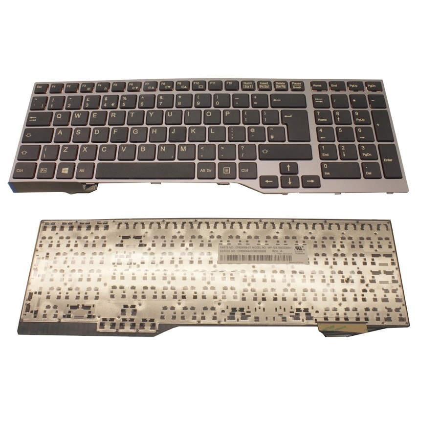 Клавиатура для ноутбука Fujitsu LIFEBOOK E753, E754 черная, рамка серая, с джойстиком