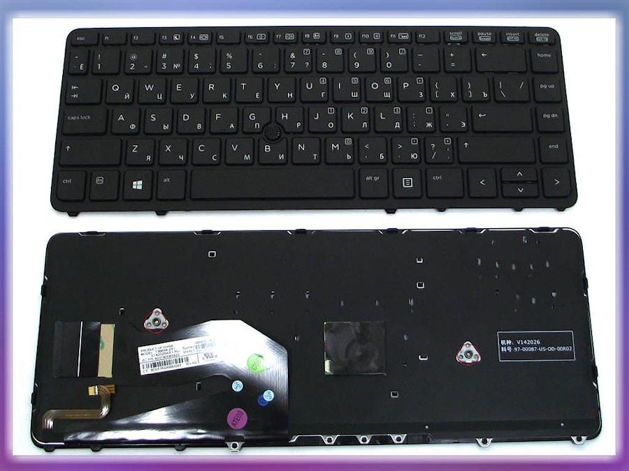 Клавиатура для ноутбука HP EliteBook 840 G1, 850 G1 черная, с рамкой, с подсветкой