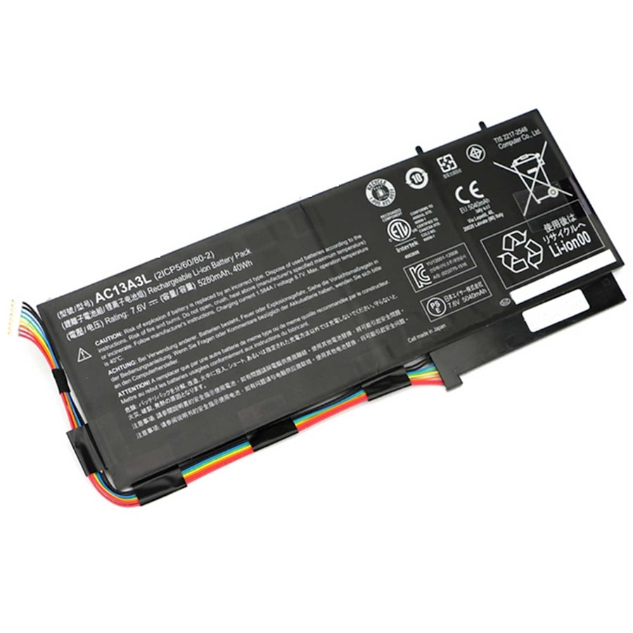 Аккумулятор для Acer Aspire P3-131, P3-171, Travelmate X313, ac13a3l, 40Wh, 5280mAh, 7.6V