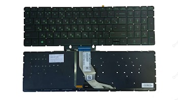 Клавиатура ноутбука HP Pavilion 15-bs, 15-bw, 17-bs, 250 G6, 255 G6, 258 G6 черная, зеленые кнопки, с подсветкой