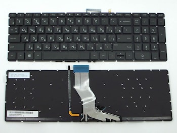Клавиатура HP Pavilion 15-ab, 15-ab000, 15-ab100, 15-ab200, 15z-ab100 черная, без рамки, с подсветкой