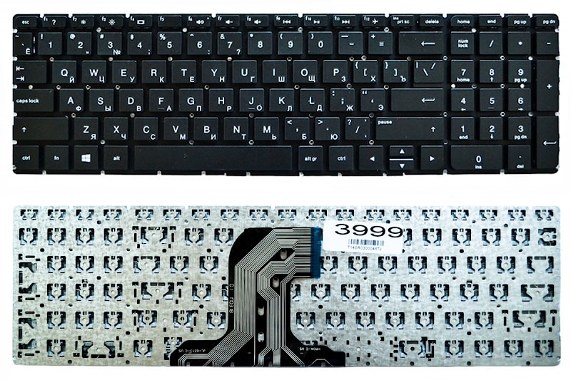 Клавиатура для ноутбука HP Pavilion 15-ac, 15-af, 15-ay, 240 G4, 245 G4, 250 G4, 255 G4 черная, без рамки