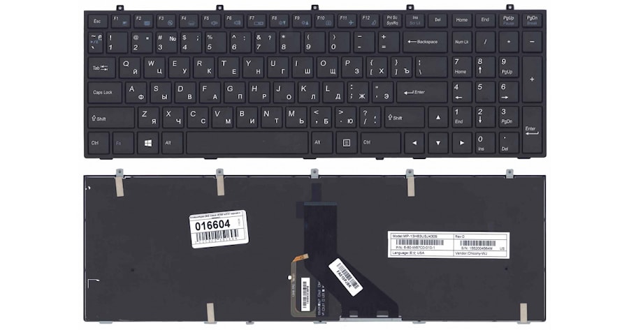 Клавиатура для ноутбука DNS 0164801, 0164802, Clevo W350, W370, MP-12A36SU-430 черная , с рамкой, с подсветкой