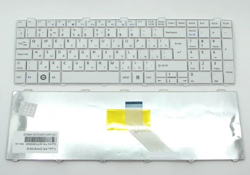Клавиатура для ноутбука Fujitsu LIFEBOOK AH530, AH531, NH751 белая