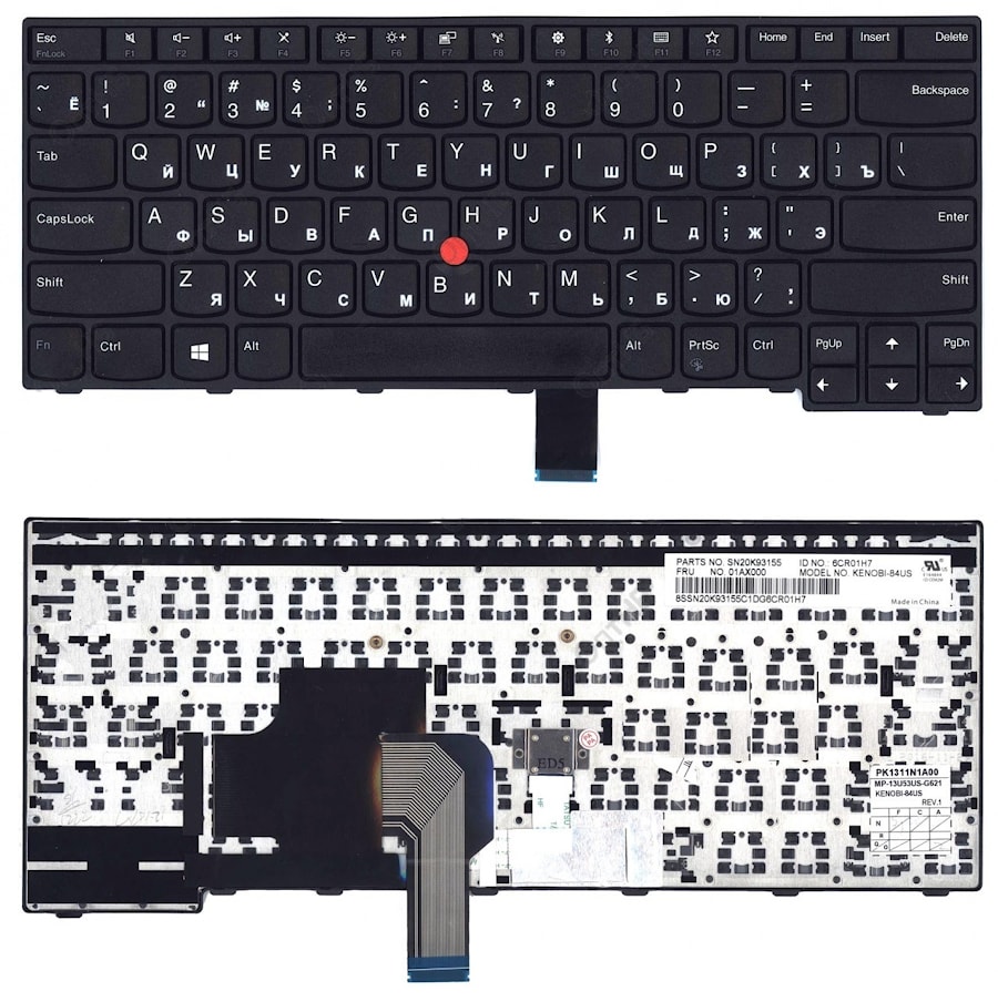 Клавиатура для ноутбука Lenovo ThinkPad E470, E475 черная, с джойстиком