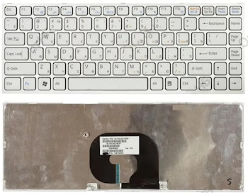 Клавиатура для ноутбука Sony Vaio VPC-Y белая, рамка серебряная