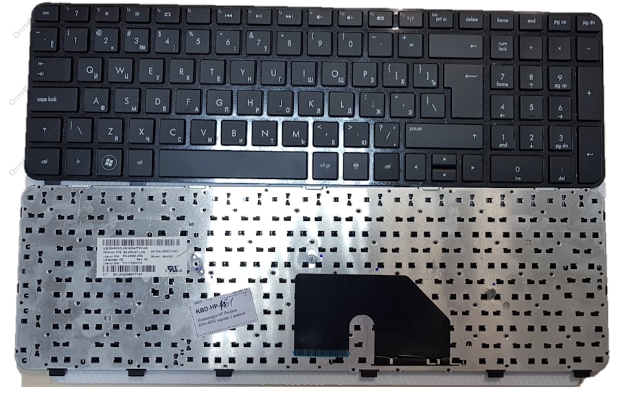 Клавиатура для ноутбука HP Pavilion DV6-6000 черная, с глянцевой рамкой