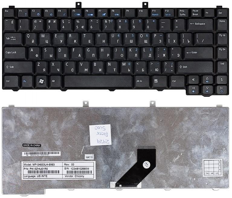 Клавиатура для ноутбука Acer Aspire 3100, 5100, 3690, 3650 черная, с гравировкой
