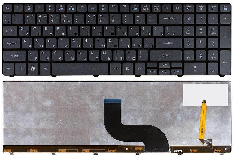 Клавиатура для ноутбука Acer Aspire 5810T черная, с подсветкой