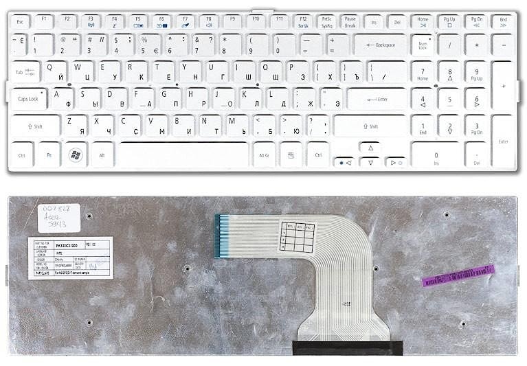 Клавиатура для ноутбука Acer Aspire 5943, 5943G, 5950, 5950G, 8943, 8943G, 8950, 8950G серебряная
