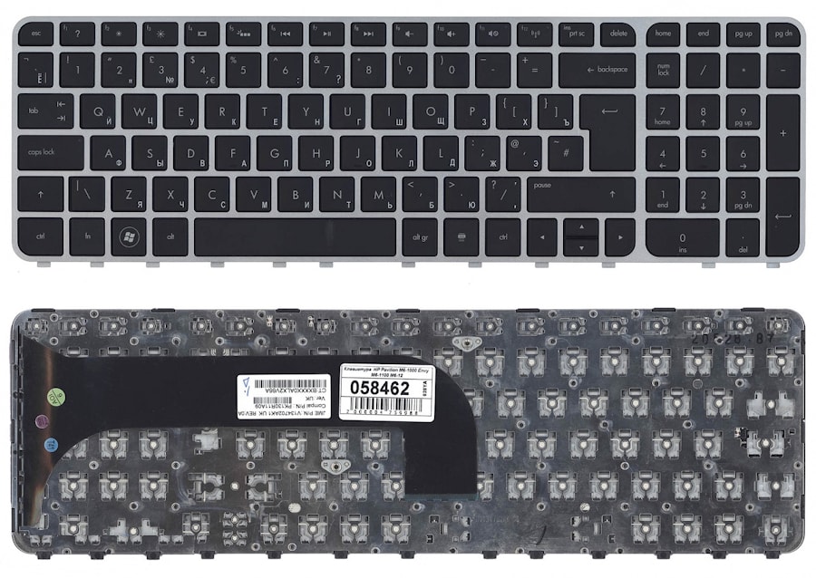 Клавиатура для ноутбука HP Pavilion M6-1000, M6-1100, M6-1200 черная, с серебряной рамкой
