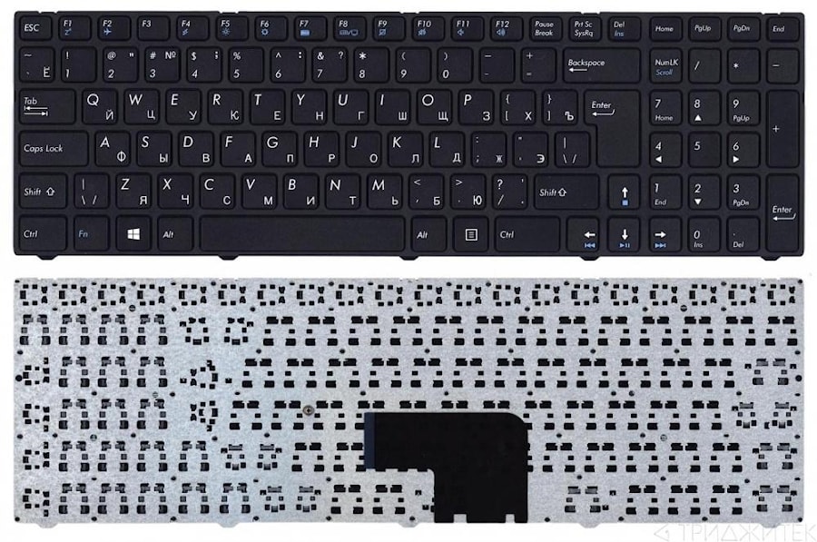 Клавиатура для ноутбука DNS Pegatron C15, C15B, C17A / Dexp C17B черная, без рамки