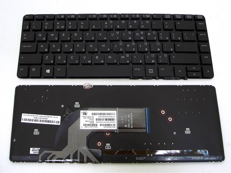 Клавиатура для ноутбука HP Probook 430 G2, 440 G0, 440 G1, 440 G2, 445 G1, 445 G2, без рамки, с подсветкой
