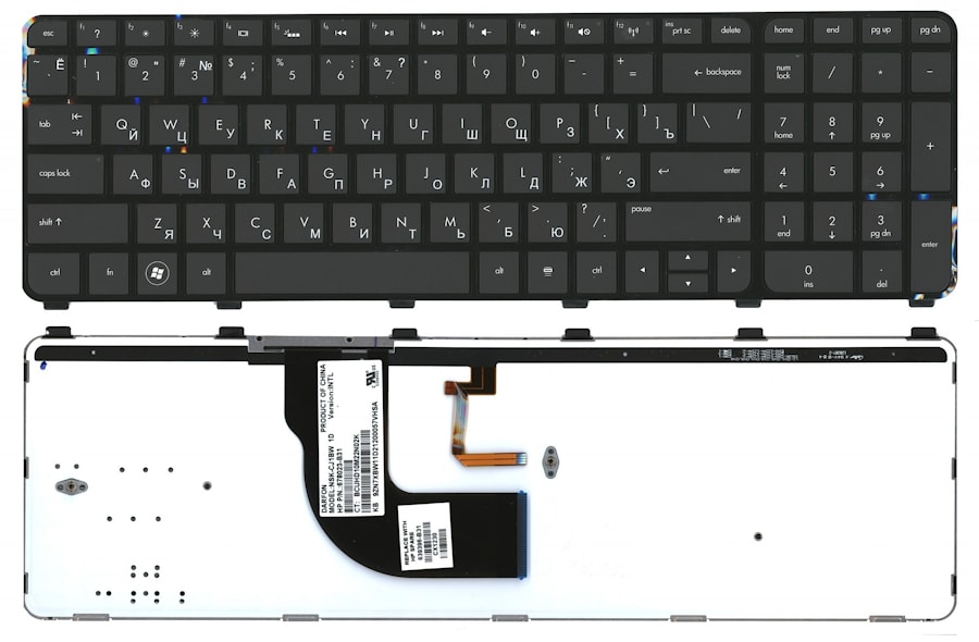 Клавиатура для ноутбука HP Pavilion DV7-7000 черная, с рамкой, с подсветкой