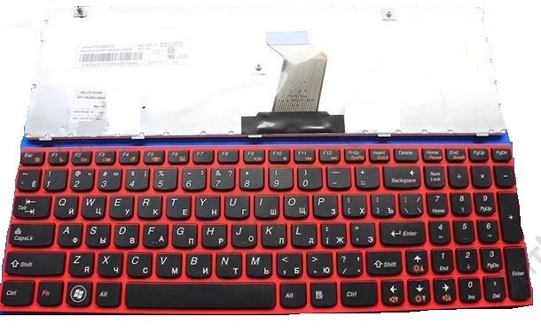 Клавиатура для ноутбука Lenovo IdeaPad G580, G585, G780, Z580, Z580A, Z585, Z780, V580 черная, рамка красная