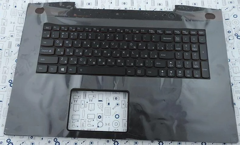 Клавиатура для ноутбука Lenovo IdeaPad Y70-70, 5CB0G59789, черная, с подсветкой, верхняя панель в сборе