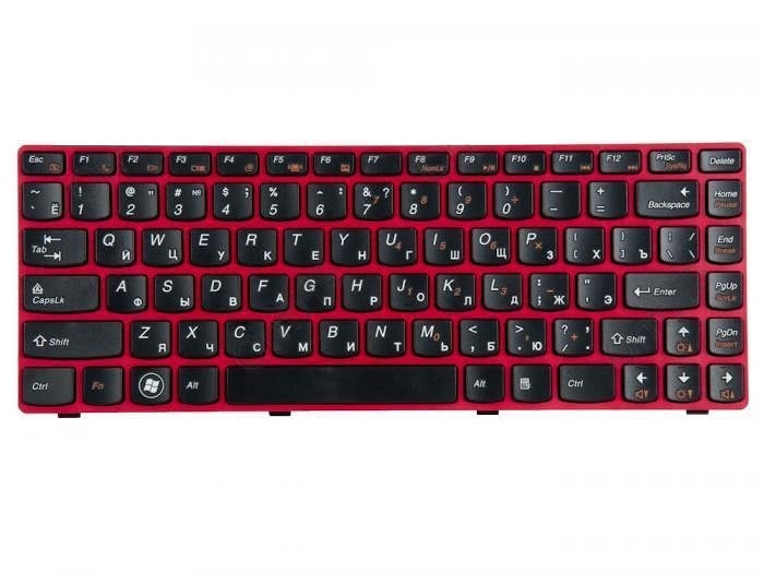 Клавиатура для ноутбука Lenovo IdeaPad Z380, Z480, Z485, G480 черная, с красной рамкой