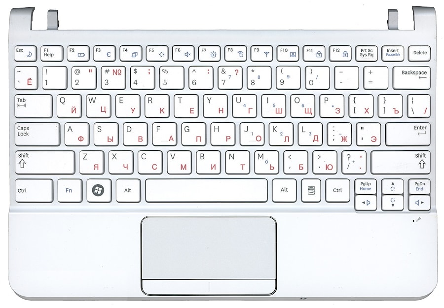 Клавиатура для ноутбука Samsung NC110 белая, верхняя панель в сборе