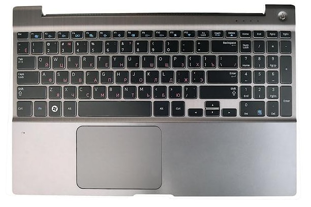 Клавиатура для ноутбука Samsung NP700Z5A черная, верхняя панель в сборе