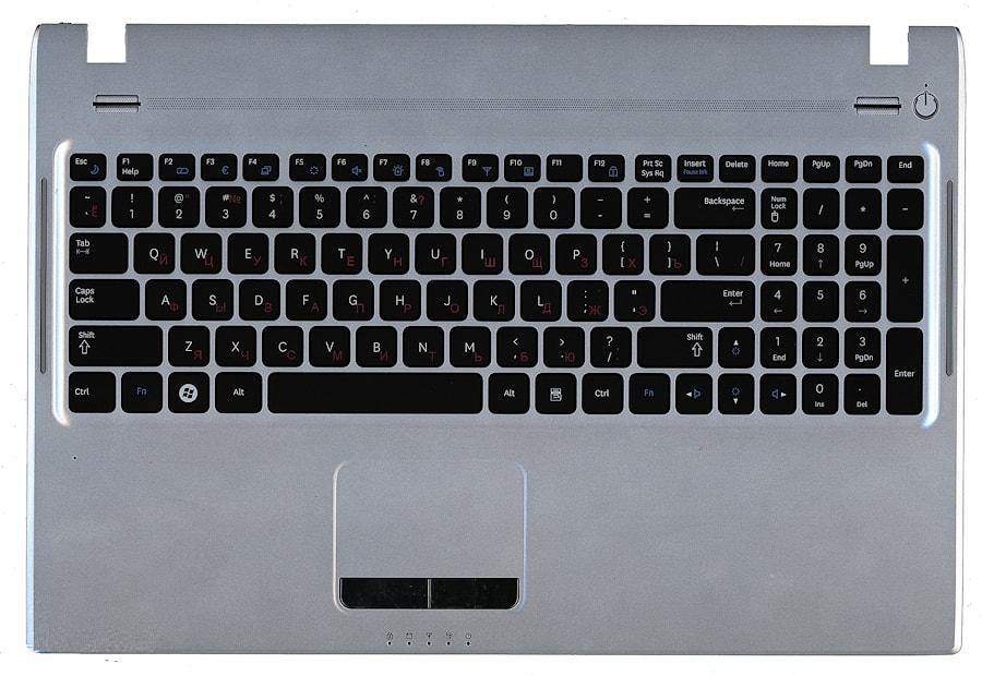 Клавиатура для ноутбука Samsung Q530 черная, верхняя панель в сборе