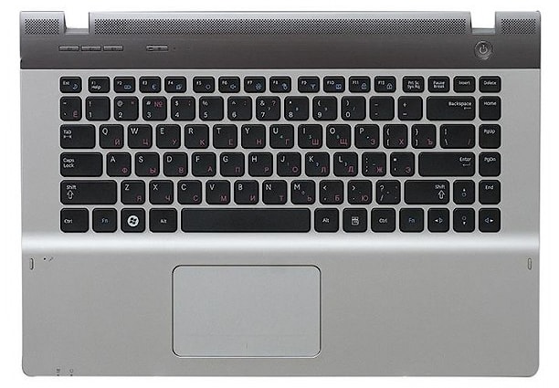 Клавиатура для ноутбука Samsung QX410 черная, верхняя панель в сборе