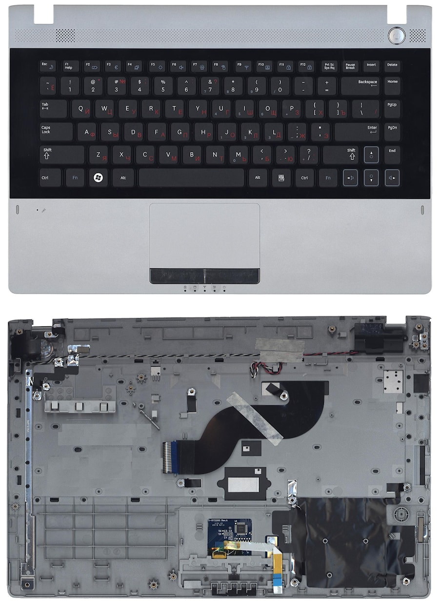 Клавиатура для ноутбука Samsung RC410, RV411, RV415, RV420 черная, верхняя панель в сборе