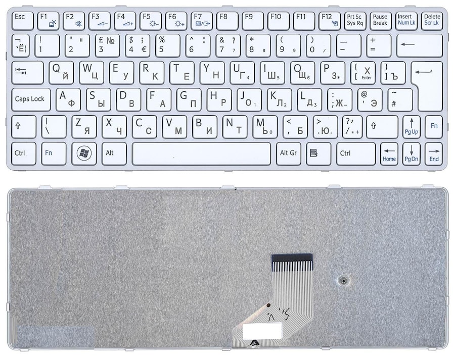 Клавиатура для ноутбука Sony Vaio SVE11 белая, рамка розовая
