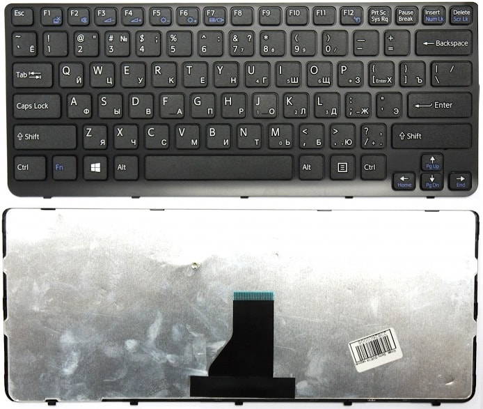Клавиатура для ноутбука Sony Vaio SVE14A, SVE14A2M6EW, SVE14A1C5E, SVE14A1M6EP, SVE14A1X1R, SVE14A1V6R, SVE14A1V1R, SVE14A2V1R черная, с рамкой
