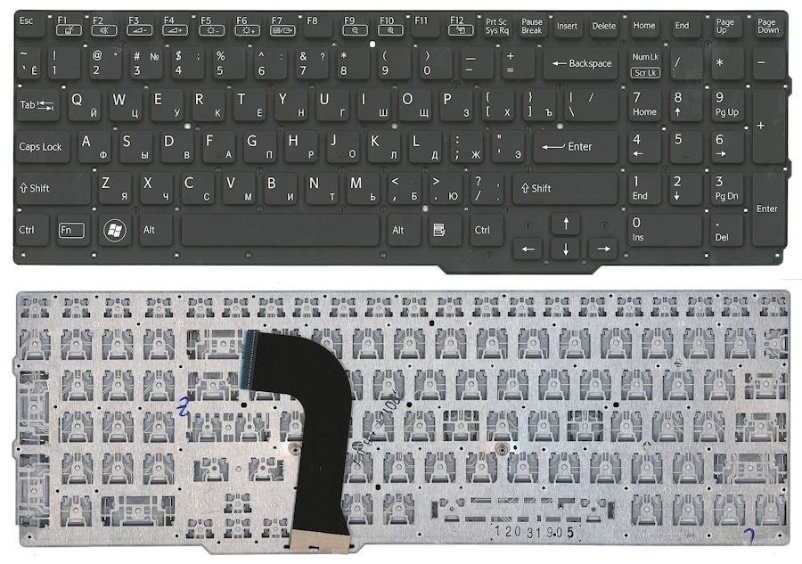 Клавиатура для ноутбука Sony Vaio SVS15 черная, без рамки