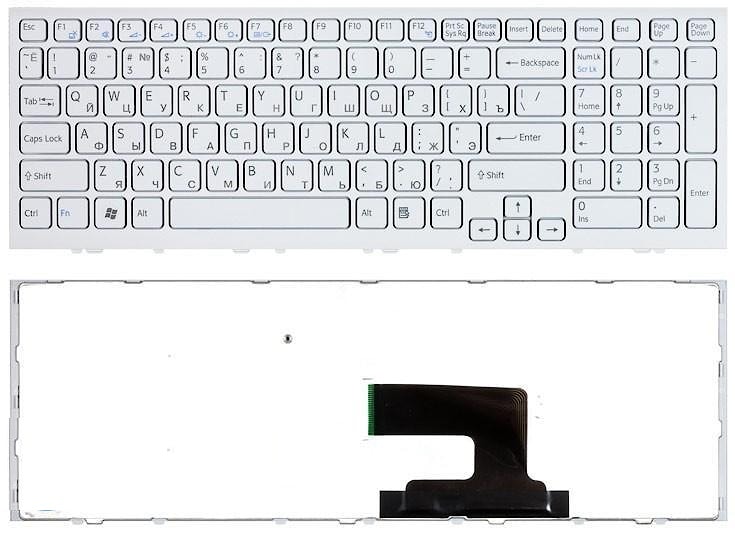 Клавиатура для ноутбука Sony Vaio VPC-EH белая, без рамки
