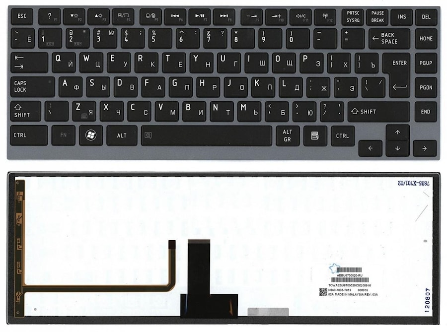 Клавиатура для ноутбука Toshiba Satellite U800, U840, U900, U920T черная