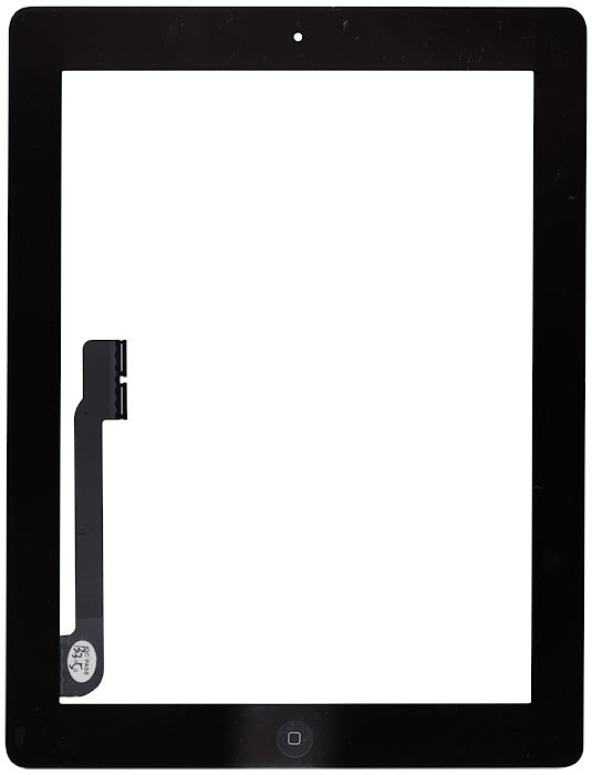 iPad 3, iPad 4 - тачскрин, черный с клавишей HOME, вставкой для камеры и проклейкой
